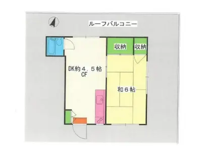 丸山マンション(1DK/4階)の間取り写真