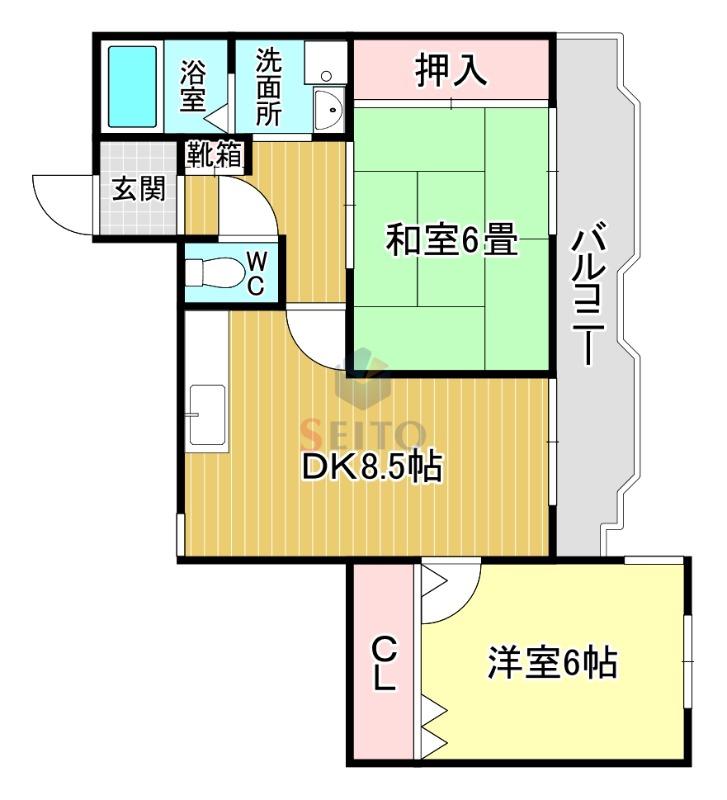 ベルフォーレ永楽荘(2LDK/3階)の間取り写真