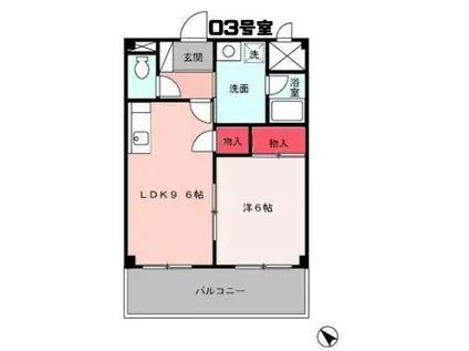 パステルサンライズ(1LDK/4階)の間取り写真