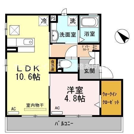D-ROOM 向山(1LDK/1階)の間取り写真