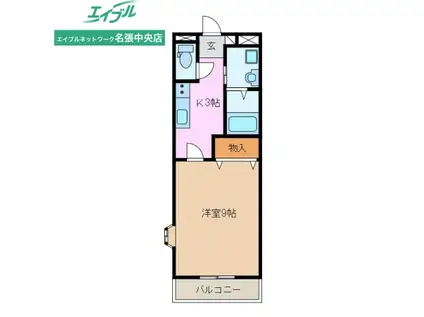 グラシアスII(1K/1階)の間取り写真