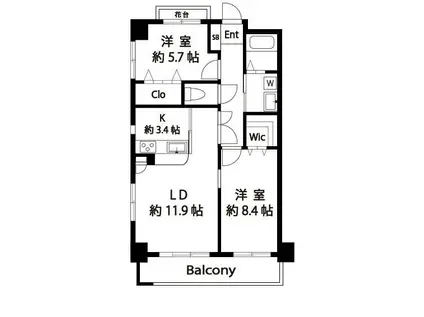 メイト扇(2LDK/4階)の間取り写真