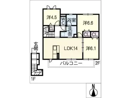 ベラ ヴィスタ B(3LDK/2階)の間取り写真