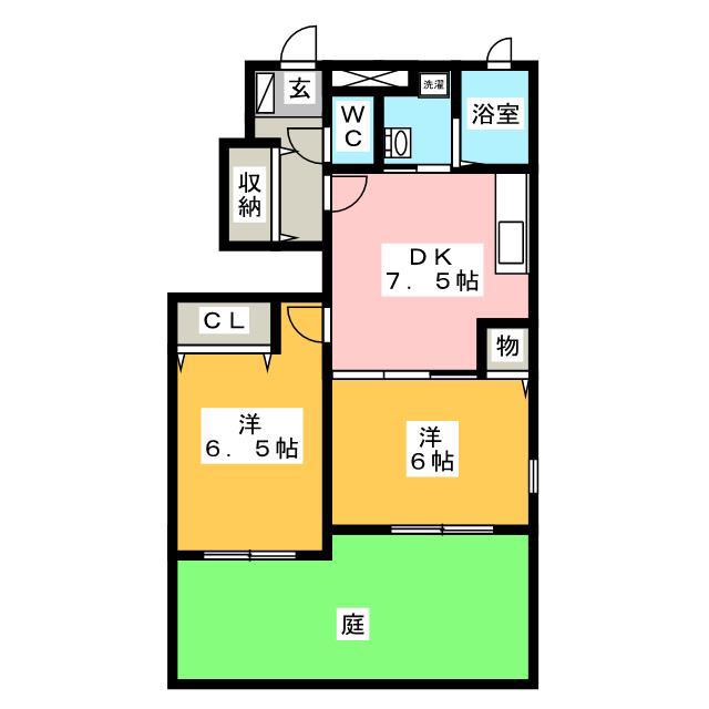 パルレジデンス三番割A(2DK/1階)の間取り写真