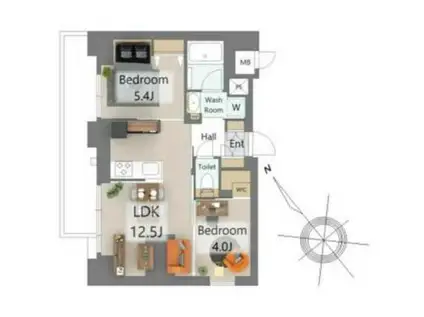 S-RESIDENCE王子ENABLE(2LDK/2階)の間取り写真