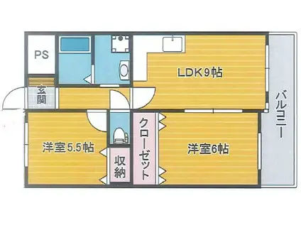 センターヒル千舟(2LDK/7階)の間取り写真