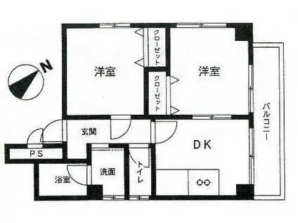ケーズリビング2(2DK/3階)の間取り写真