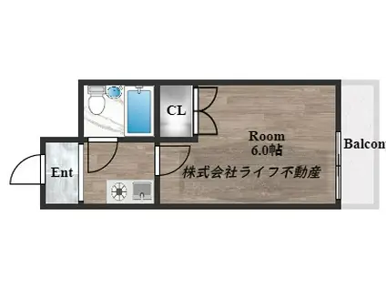 マリオンコート(ワンルーム/1階)の間取り写真