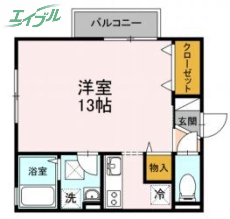 アルファームB棟(ワンルーム/1階)の間取り写真