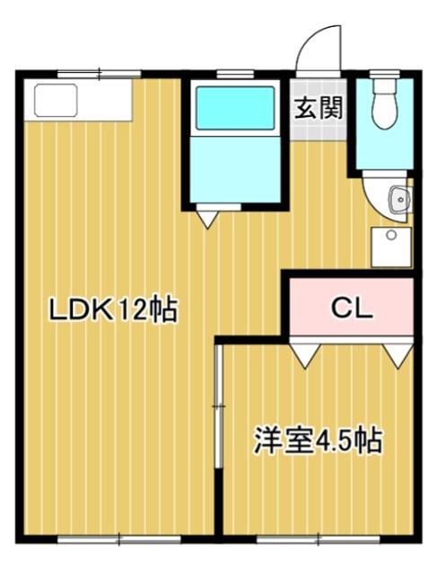 川端マンション(1LDK/2階)の間取り写真