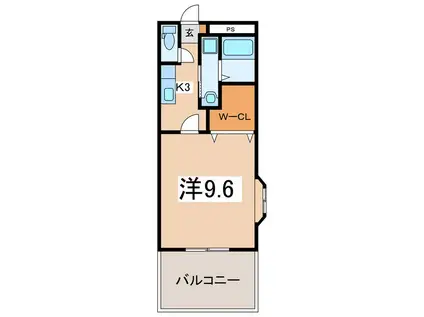 グルースフィールド(1K/3階)の間取り写真