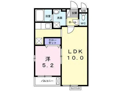 フルー リール(1LDK/2階)の間取り写真