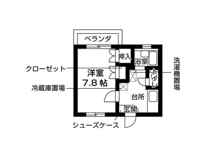 キングハイツ八尋II(1K/3階)の間取り写真