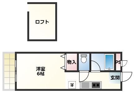メイプルコート 一万城(1K/2階)の間取り写真