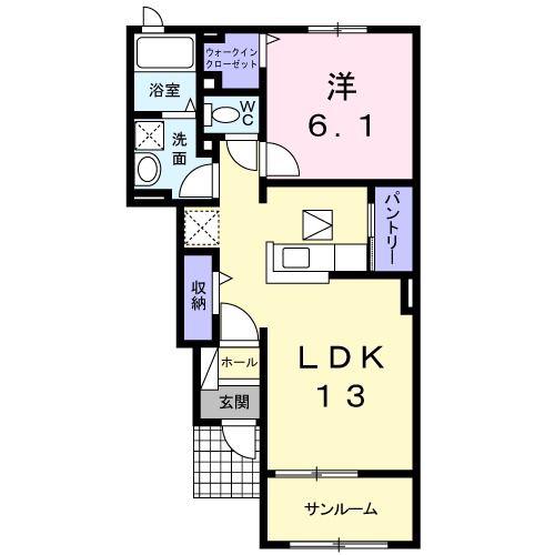 ラフレシール(1LDK/1階)の間取り写真