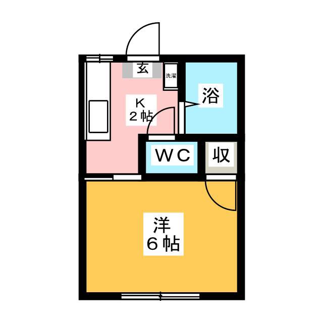 藤ガーデン(1K/1階)の間取り写真
