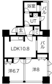 アルグラッドザ・タワー心斎橋(2LDK/32階)の間取り写真