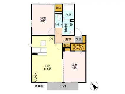 アネシスB(2LDK/1階)の間取り写真