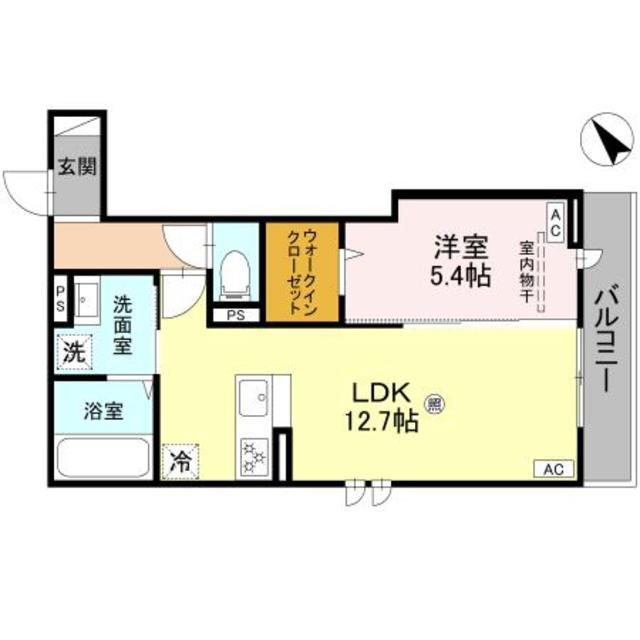 アズ グレイス(1LDK/2階)の間取り写真