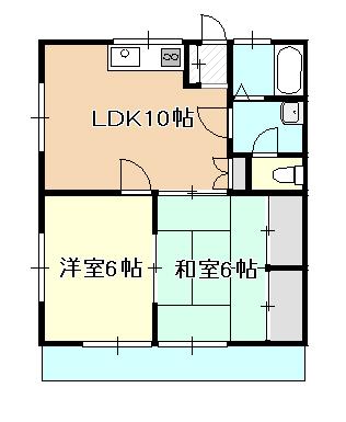 岡崎ハイツ(2LDK/2階)の間取り写真