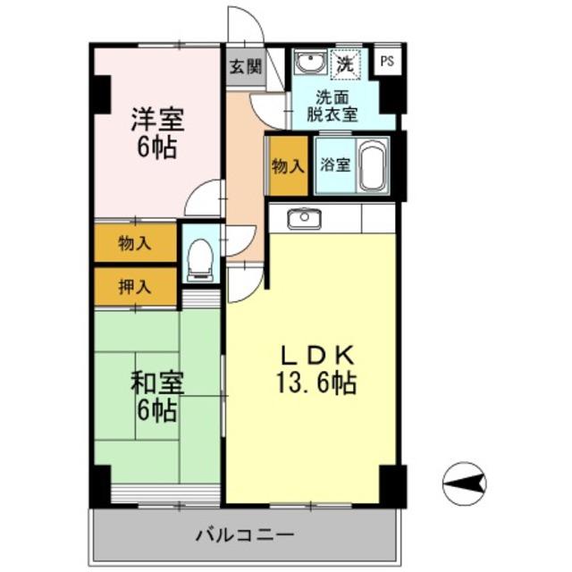 フリーダム光が丘II(2LDK/4階)の間取り写真