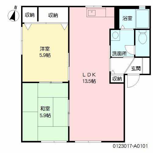 シャルマン五常(2LDK/1階)の間取り写真
