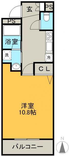 グランドパイン(1K/1階)の間取り写真