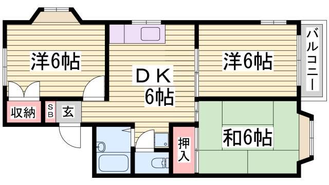 クイーンズコート東落合C(3DK/1階)の間取り写真