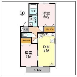 ウィルモア愛谷 A(2DK/1階)の間取り写真