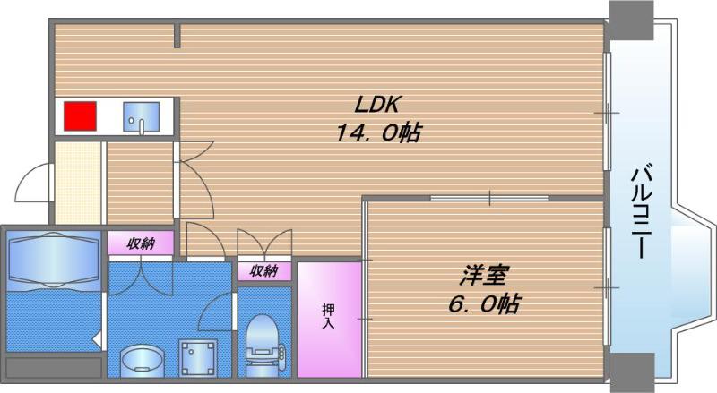 サニーハイツ三番館(1LDK/5階)の間取り写真