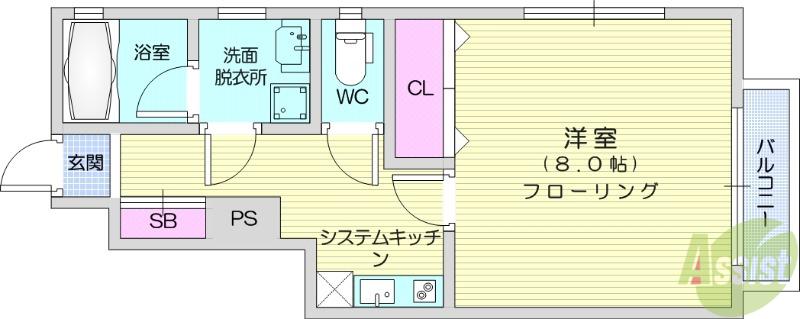 アスコット大野田(1K/1階)の間取り写真