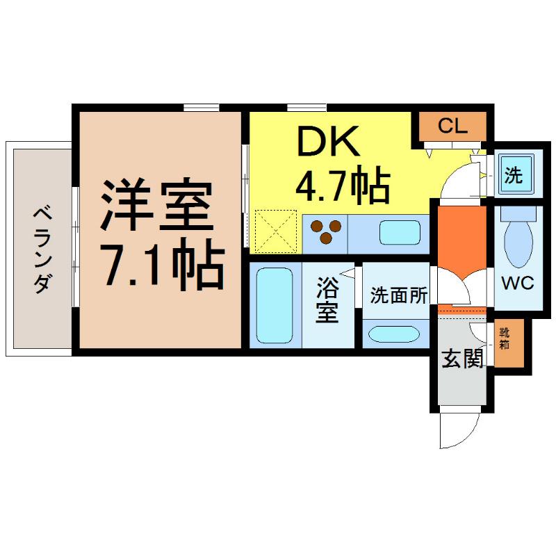レジディア高岳(1DK/10階)の間取り写真