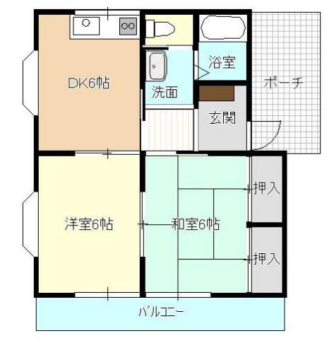 ドエル富塚 C(2DK/1階)の間取り写真