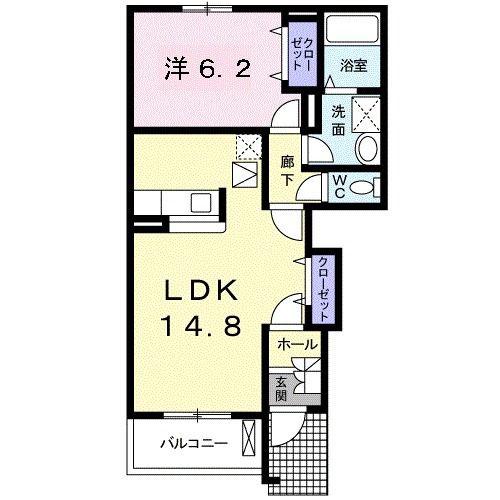 ゆう&ふじA(1LDK/1階)の間取り写真