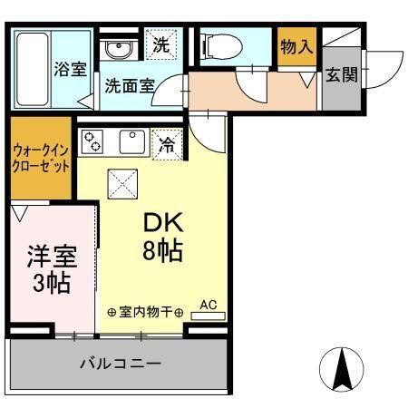 SERENOM(1LDK/1階)の間取り写真