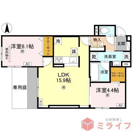 D-ROOM加美東5丁目PJ(2LDK/1階)の間取り写真