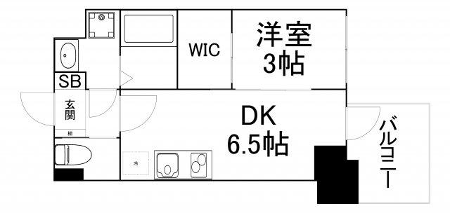 セレニテ堺筋本町リアン(1DK/9階)の間取り写真