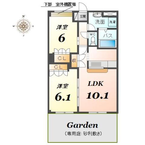 セイントピアI(2LDK/1階)の間取り写真