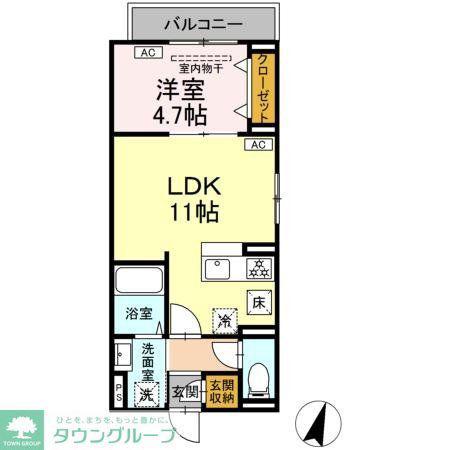 セレスティア扇VII(1LDK/1階)の間取り写真
