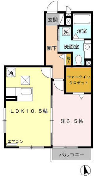 ソレアードII(1LDK/2階)の間取り写真