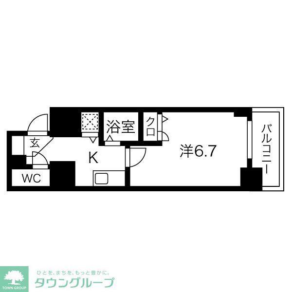 ライジングコート名古屋駅南(1K/6階)の間取り写真