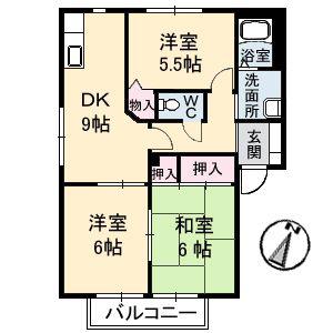 シャーメゾン大柿(3DK/1階)の間取り写真