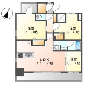 S-RESIDENCE名古屋菊井ALINE(3LDK/14階)の間取り写真