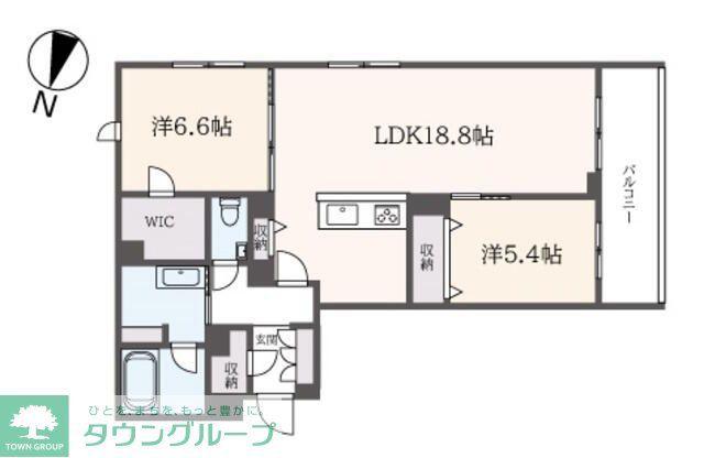 ホクレア分倍河原(2LDK/2階)の間取り写真