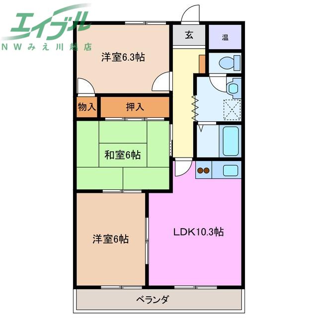 MKタウン江場A(3LDK/3階)の間取り写真
