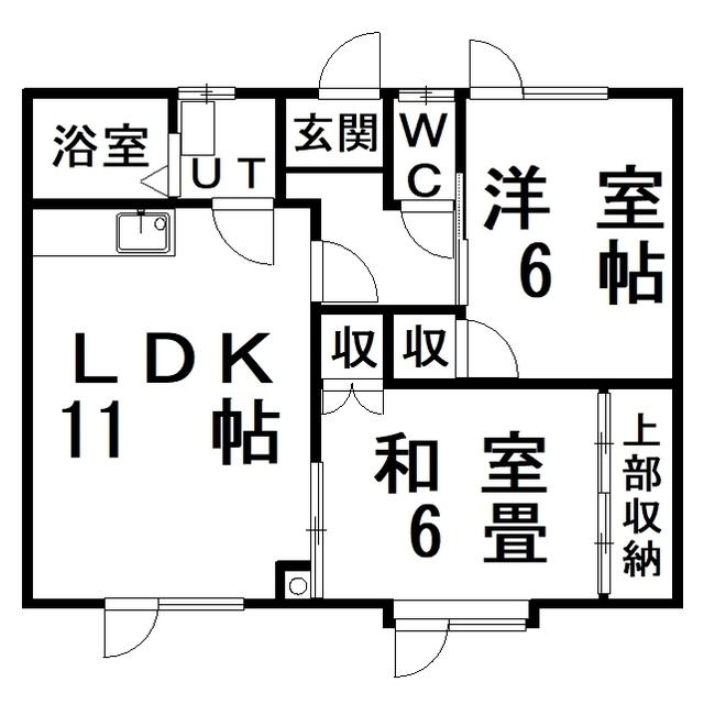コーポ鶴野(2LDK/2階)の間取り写真
