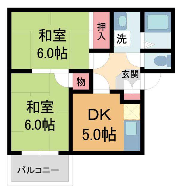 アネックス宝塚(2DK/2階)の間取り写真