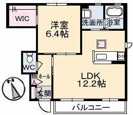 シャーメゾン フルリール(1LDK/1階)の間取り写真