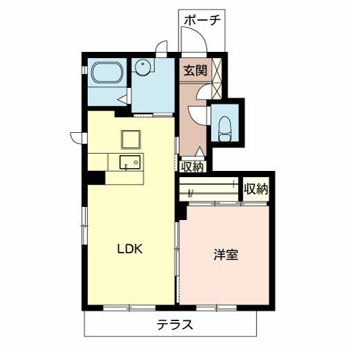 MAST COURT下滝野(1LDK/1階)の間取り写真