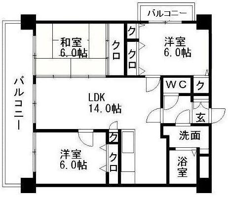 レキシントンスクエア小笹(3LDK/3階)の間取り写真